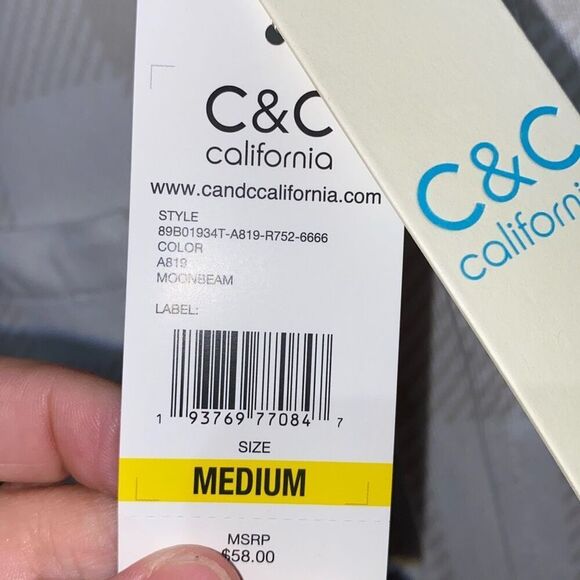 C&C California Women's Tan White Plaid Long Sleeve Button Up Shirt Medium NWT - Picture 6 of 10